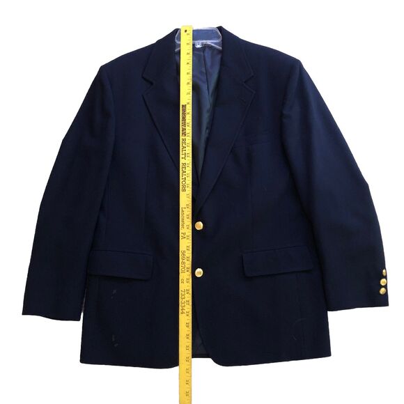VTG 80s Brooks Brothers Navy Blue Pure Wool Blazer Mens 42R 2 Button Single Vent - Picture 13 of 16